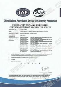 食品安全管理體系認可證書 方圓標志認證集團 專業從事認證 認證培訓 管理咨詢 技術服務的企業集團